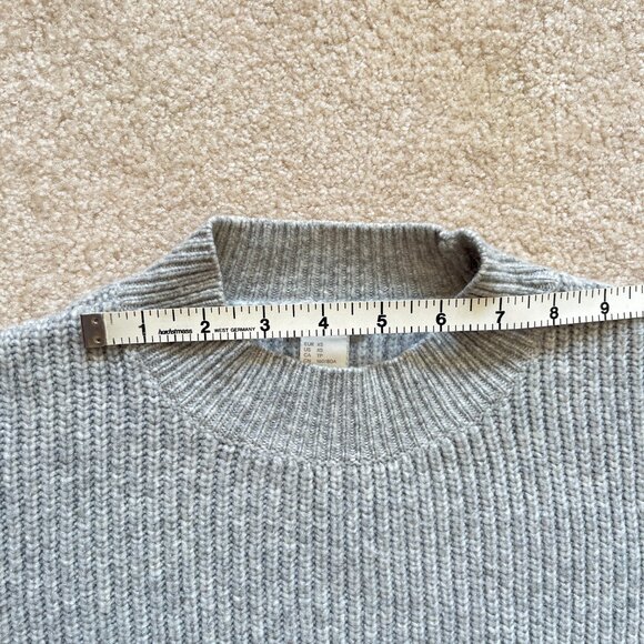 H&M Heather Grey Ribbed Mock-Neck Knit Sweater – XS, Wool, Fall, Winter - Picture 9 of 12